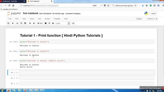Print Function in Python # 2 : Python Hindi Tutorials смотреть онлайн