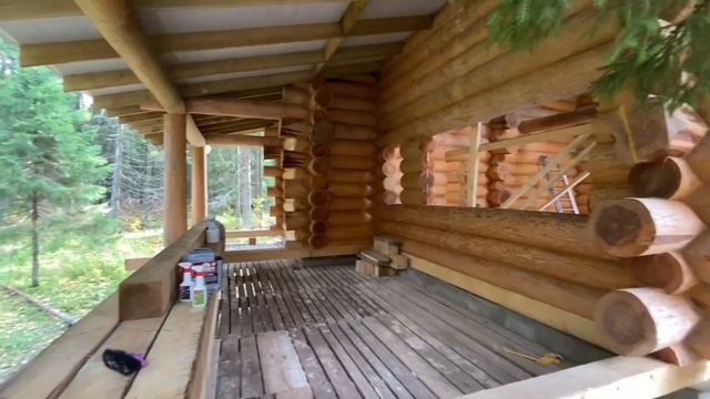 Вместительная баня 7х9 из брёвен сосны диаметром 30-35 см. Выполненная в «Бриллиантовую рубку» смотреть онлайн