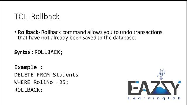 TCL (Transactional Control Language) Commit & Rollback | Transaction Control Language in SQL Server смотреть онлайн