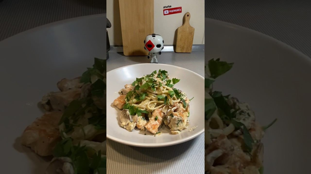 Макароны с грибами и индейкой  #shorts
