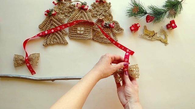 Новогодний ЭКО декор за 5 минут!!! Панно на стену из джута. Новогодняя гирляна. Christmas DIY. смотреть онлайн