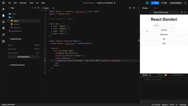 Listeler ve Anahtarlar (lists and keys) | Yeni Başlayanlar İçin React Dersleri смотреть онлайн
