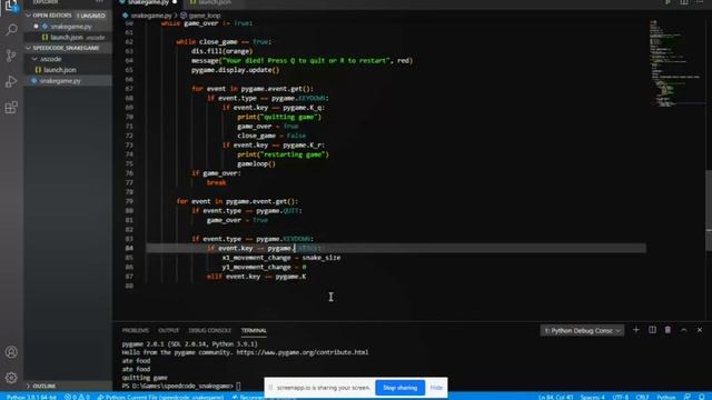 Programming a Snake Game in Python 3.9 смотреть онлайн