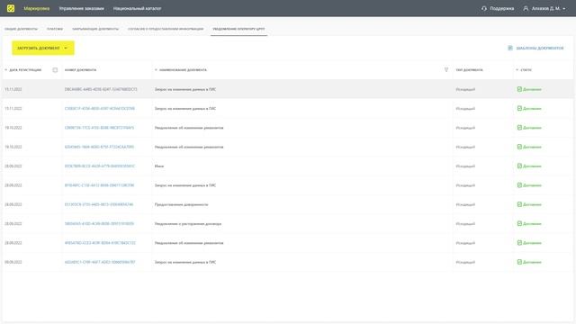 Заявка на изменение ранее поданных сведений