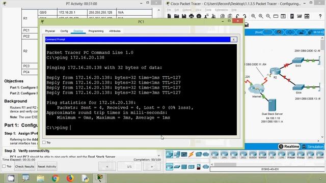 Packet Tracer - Configuring IPv4 and IPv6 Interfaces смотреть онлайн