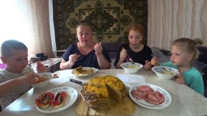 мукбанг, приготовила печёночный торт