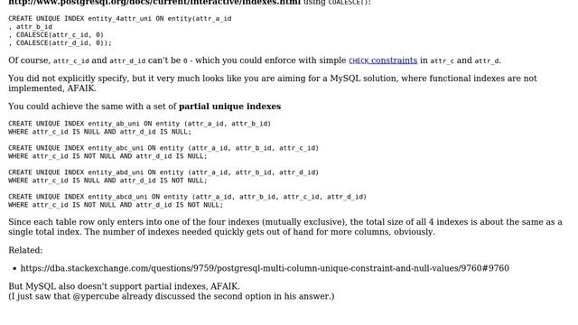 Databases: Enforce uniqueness across optional attributes for an entity (2 Solutions!!) смотреть онлайн