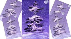 Нарисуем елочку легко. Рисуем зимний пейзаж. Рисуем елочку зимой. Правополушарное рисование.