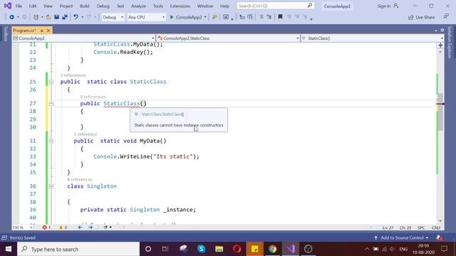 Difference between Singleton and a Static Class with simple example смотреть онлайн