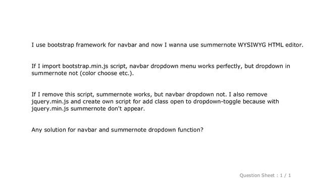 HTML : Summernote dropdown doesn't work with Bootstrap navbar смотреть онлайн