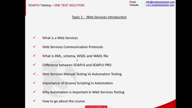 Topic 1 Web Services Introduction SOAPUI Training смотреть онлайн
