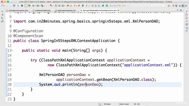 Spring framework Tutorial (045 Step 22 Defining Spring Application Context using XML Part 2) смотреть онлайн