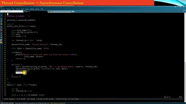 Sec 7 - 3/10 - Multithreading Advanced | How to Cancel Thread | POSIX Multi-Threading смотреть онлайн