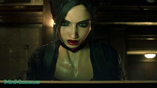 Resident Evil 2 Remake Claire Redfield In Short Red Leather Dress, Rose Hair Bow, High Heels смотреть онлайн