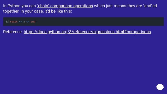 Simplify Chained Comparison смотреть онлайн