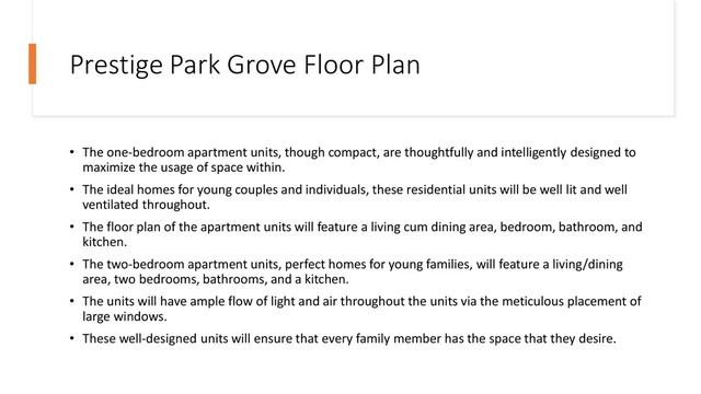 Spectacular Premium 2 & 3 BHK Apartment Prestige Park Grove