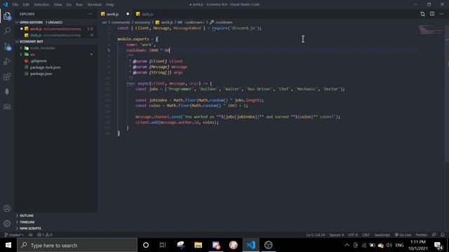 #2 Work & Daily Command | economy series | discord.js tutorials смотреть онлайн