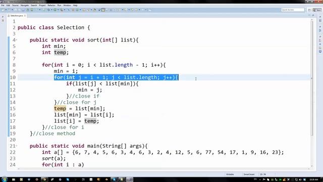 Algorithms 101 - Selection Sort implemented in Java смотреть онлайн