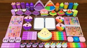 ФИОЛЕТОВЫЙ против РАДУГИ! Смешиваем случайным образом в ГЛЯНЦЕВУЮ СЛИЗЬ! Расслабляющее видео со слиз