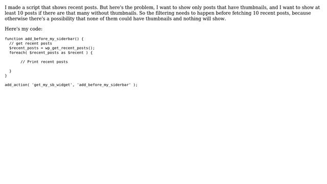 Wordpress: How to filter wp_get_recent_posts() to only posts that have thumbnails? смотреть онлайн