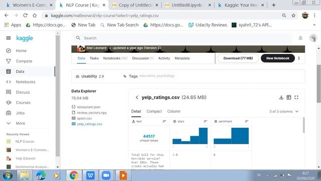 NLP using Kaggle Dataset and Google Colab смотреть онлайн