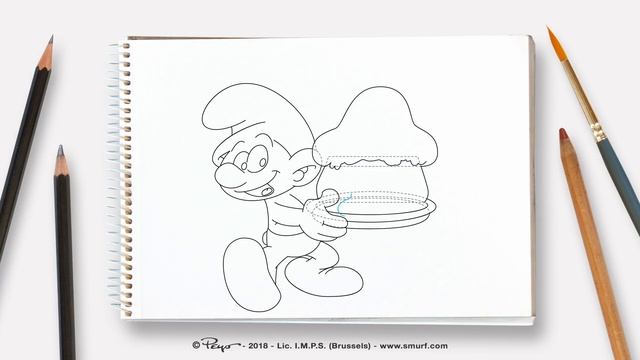 Как рисовать Смурфика-именинника • Смурфики смотреть онлайн