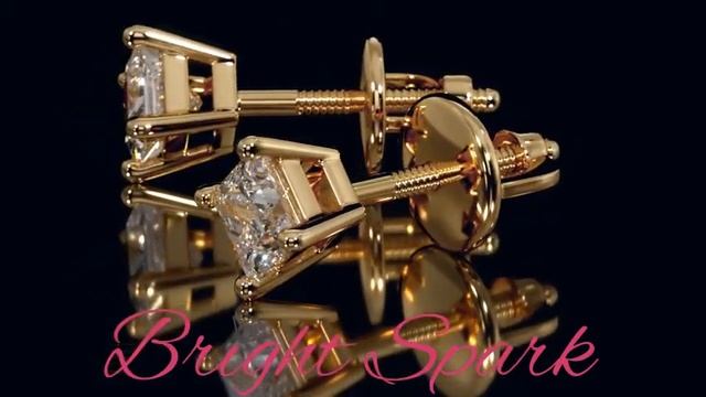 Серьги из желтого золота Jemma c квадратными муассанитами на 0,8 карата от Bright Spark смотреть онлайн