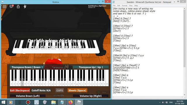 Minecraft: Wet Hands & Sweden | Roblox Piano смотреть онлайн