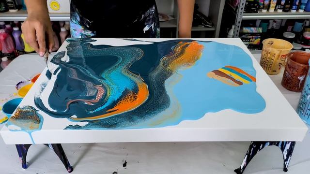 Orange + Turquoise = WOW! ~ Split-Color Swipe Technique ~ Acrylic Pouring