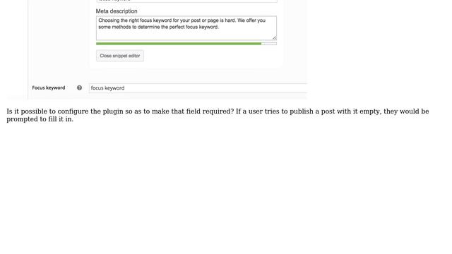 With the Yoast SEO plugin, is it possible to make the meta description a required form field? смотреть онлайн
