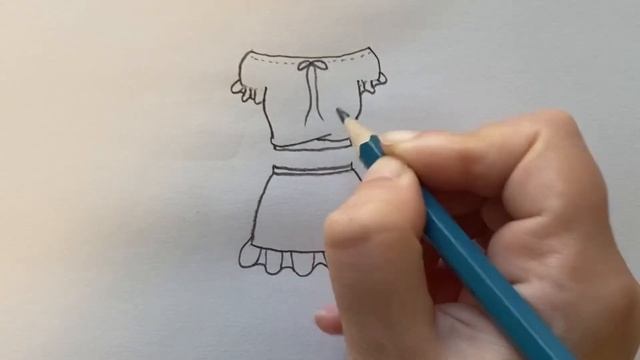 How to Draw Two Piece Set Cute Outfit - Fashion Dress Pencil sketch смотреть онлайн