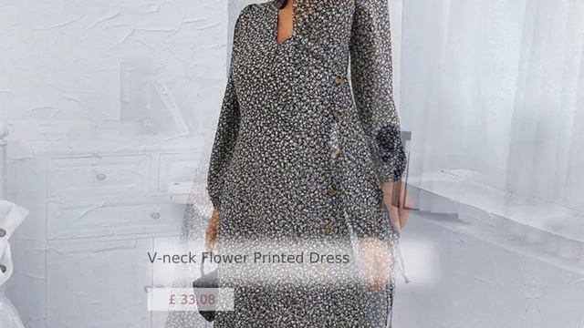 V-neck Flower Printed Dress смотреть онлайн
