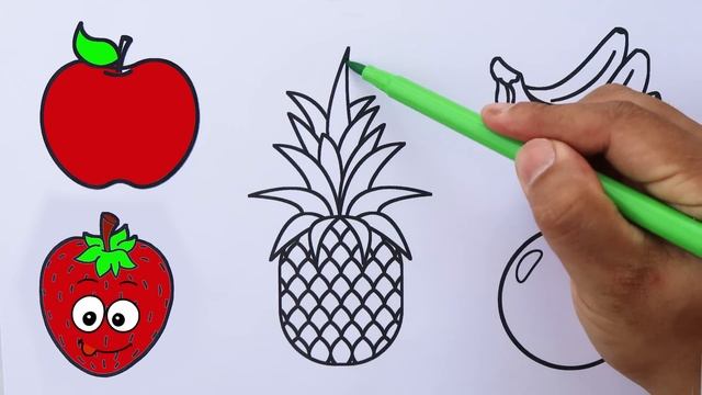 Learn FRUITS , Painting and Colouring for Kids & Toddlers #orange #strawberry #apple #banana #abc смотреть онлайн