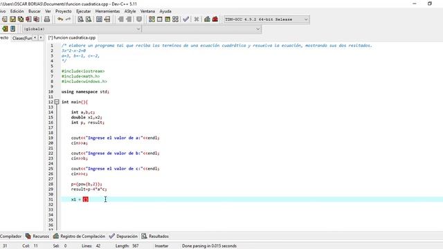 Resolver Ecuación Cuadrática con C++ смотреть онлайн