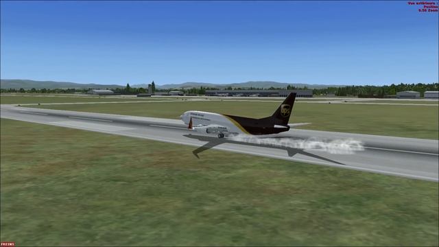 FSX Boeing 737 UPS landing at Strasbourg airport смотреть онлайн