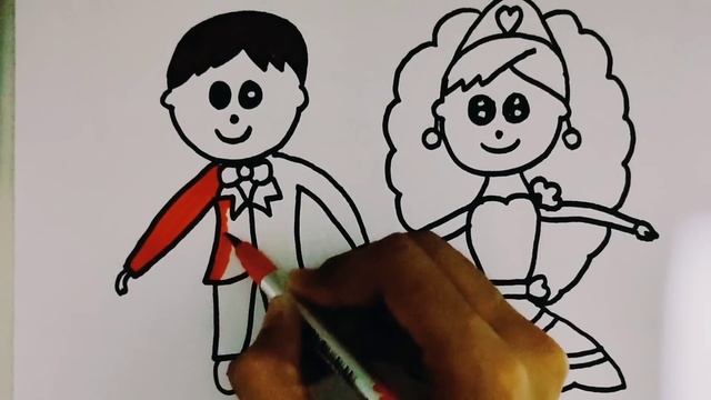 Cute Bride and Groom drawing for kids| painting and colouring for kids & toddlers #drawing смотреть онлайн