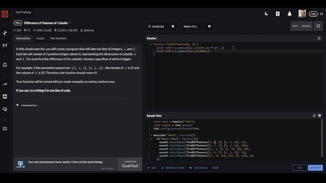 Codewars kyu 8 - Difference of Volumes of Cuboids javascript смотреть онлайн
