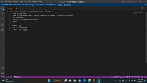 how to code minecraft on visual studio code and python