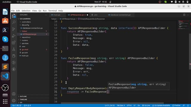Create Helper class | Define Response Builders | Tut3 | Golang and React.js смотреть онлайн