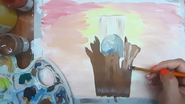 Как нарисовать осеннюю свечу. Как нарисовать свечку. Рисуем осень гуашью. Необычный натюрморт. смотреть онлайн
