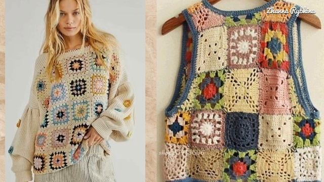 Легендарный бабушкин квадрат не выходит из моды!Платья,топы, сумки и даже обувь -океан идей для вас