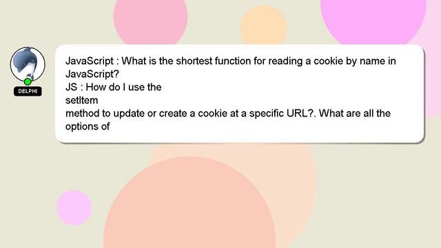 JavaScript : What is the shortest function for reading a cookie by name in JavaScript? смотреть онлайн
