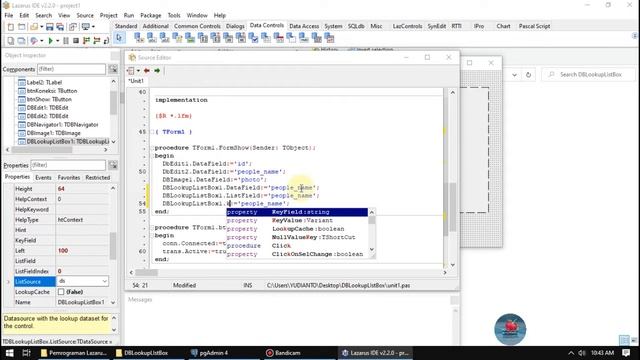 Pemrograman Lazarus & Database PostgreSQL 8 DBLookupListBox смотреть онлайн