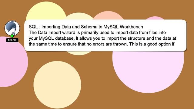 SQL : Importing Data and Schema to MySQL Workbench смотреть онлайн