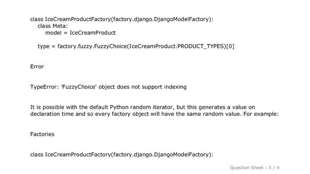 Django : Factory Boy random choice for a field with field option "choices" смотреть онлайн