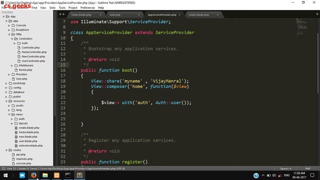 Laravel tutorial step by step 10 Sharing data with Some Views смотреть онлайн