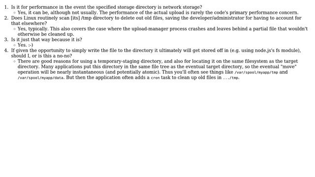 Unix & Linux: Advantages to uploading files to /tmp before moving off to permanent storage? смотреть онлайн