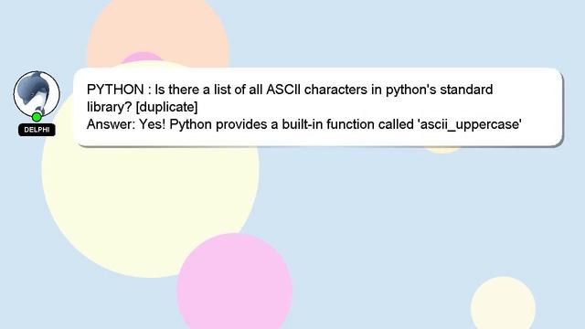 PYTHON : Is there a list of all ASCII characters in python's standard library? смотреть онлайн