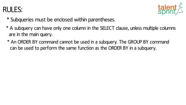 Subqueries and Derived Tables | Quick Tips for Beginner on SQL Commands | SQL | JDBC | TalentSprint смотреть онлайн