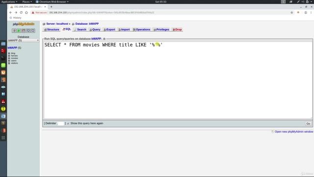 46 Inband SQL Injection over a Search Form смотреть онлайн